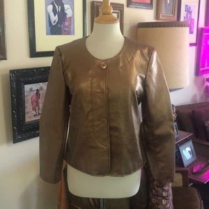 Y2K Faux Leather Bronze Jacket